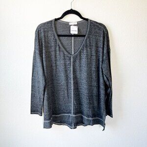 Free People Movement Blue Grey Burnout Long Sleeve Shirt Women's Size Medium M